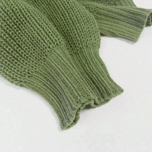 Army Green Casual Women's Solid Drop Shoulder Open Front Cardigan - Picture 4 of 8